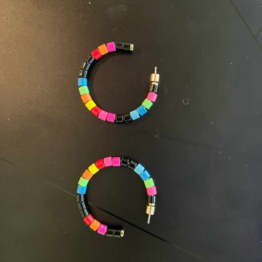 Roxanne Assoulin Midnight Rainbow Hoop Earrings - Picture 2 of 5